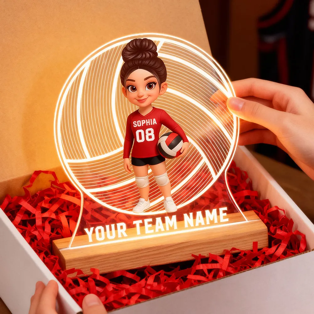 Custom Volleyball LED Light Plaque – Personalized LED Lamp, Perfect Gift for Teammates or Sports Lovers - Image 6