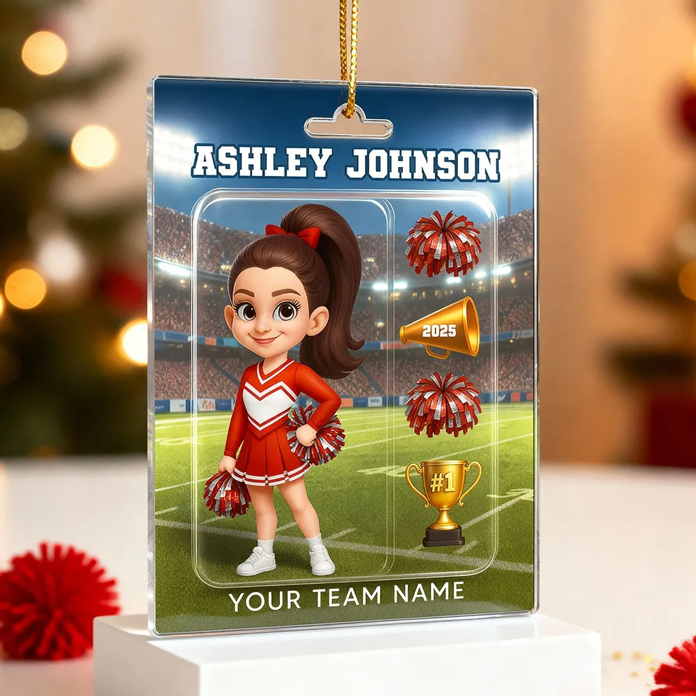Cheerleader Acrylic Ornament, Custom Team Spirit Stadium Design, Festive Tree Decor, Unique Gift for Daughter or Sports Fan - Image 2