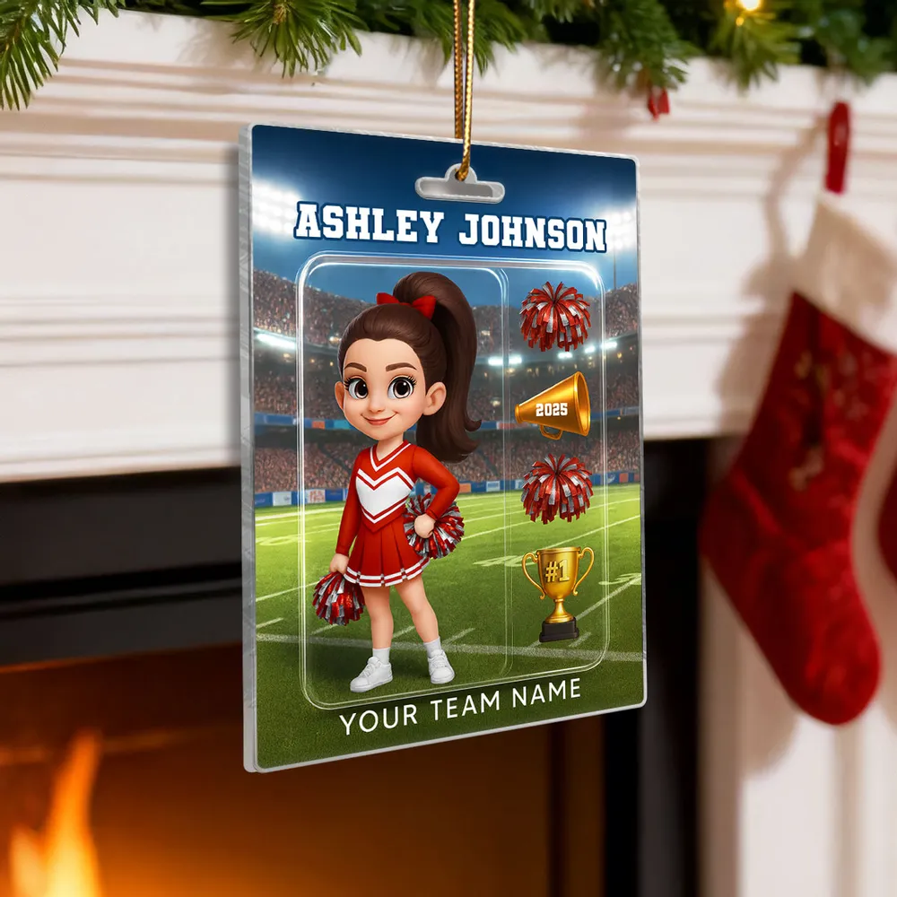 Cheerleader Acrylic Ornament, Custom Team Spirit Stadium Design, Festive Tree Decor, Unique Gift for Daughter or Sports Fan - Image 5