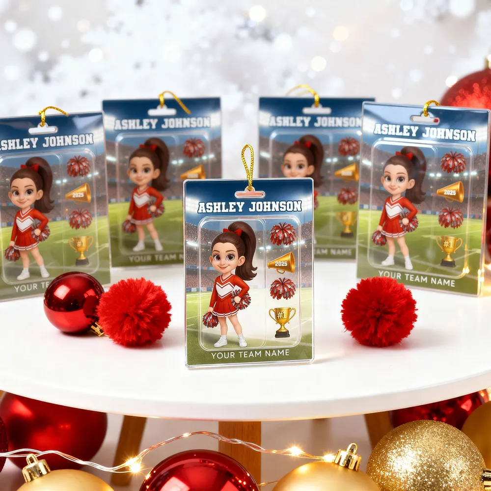 Cheerleader Acrylic Ornament, Custom Team Spirit Stadium Design, Festive Tree Decor, Unique Gift for Daughter or Sports Fan - Image 9