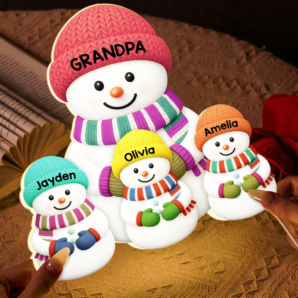 Acrylic Light Box Snowman Family, Personalized Christmas Decor with Soft Warm Glow, Unique Gift for Grandma & Grandpa - Image 6