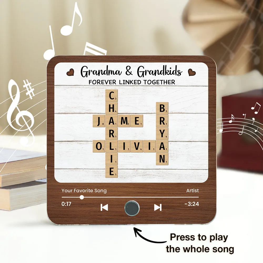 Acrylic Music Magnet for Grandma & Grandkids, Rustic Tile Design, Fridge Decor Keepsake, Creative Gift