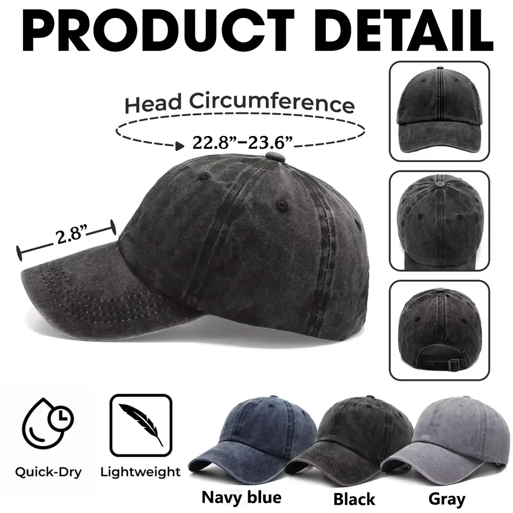 Personalized Washed Denim Baseball Cap for Dog & Cat Dads, Funny Cartoon Design, Casual Outdoor Wear, Unique Gift for Pet Lovers - Image 4