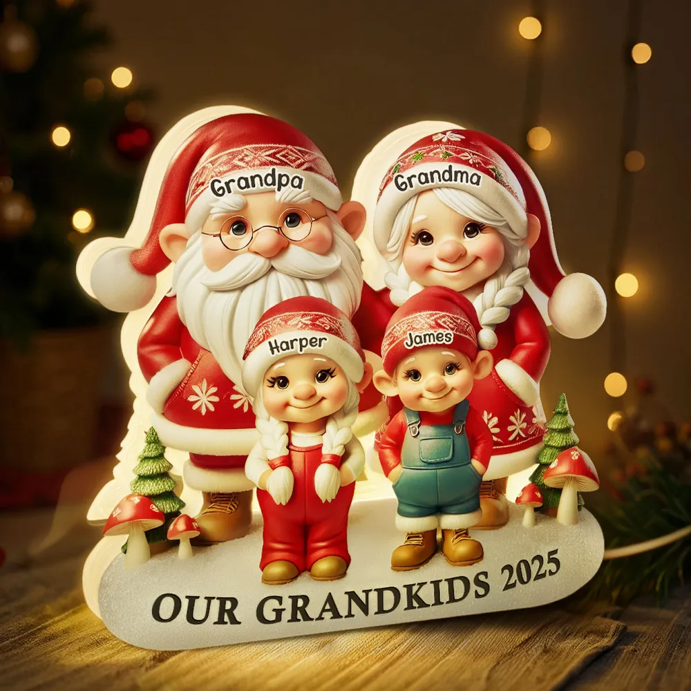 Christmas Acrylic Light Box, Custom Family Characters, Warm Glow Mantel Decor, Unique Gift for Grandma & Grandpa - Image 2