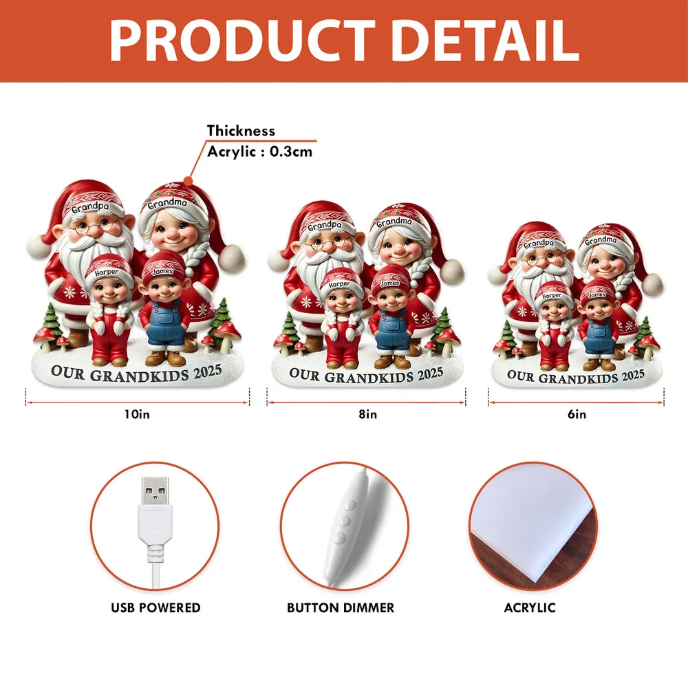 Christmas Acrylic Light Box, Custom Family Characters, Warm Glow Mantel Decor, Unique Gift for Grandma & Grandpa - Image 4