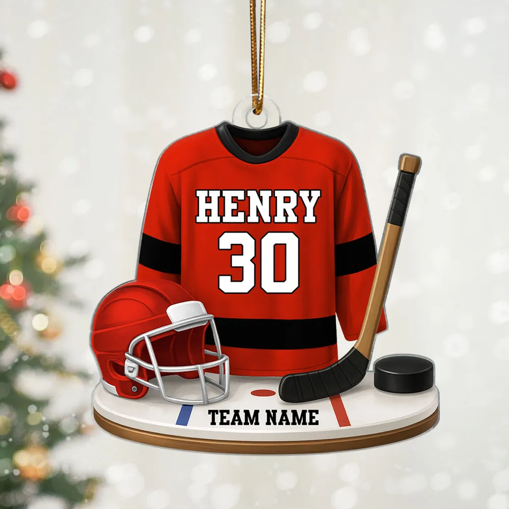 Acrylic Ornament Hockey Jersey, Customizable, Holiday Tree Ready, Team Spirit Keepsake, Unique Gift for Players & Fans