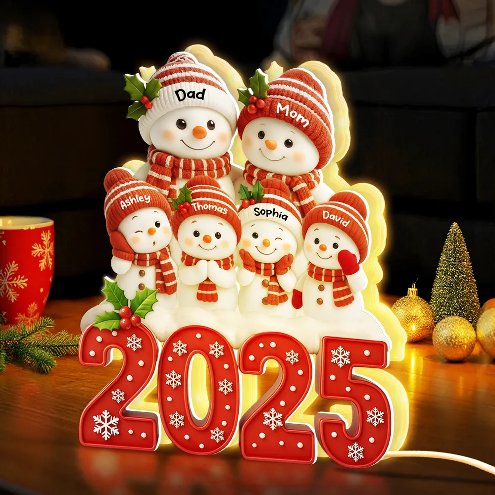 Acrylic Light Box with Festive Snowman Family, Soft Light for Mantel or Bedroom, Heartwarming Holiday Keepsake & Creative Gift - Image 10