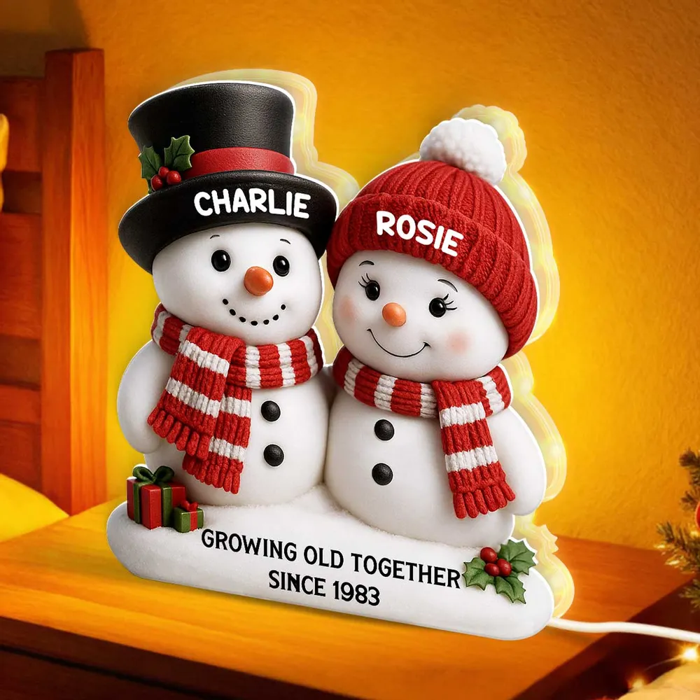 Acrylic Light Box Snowman Couple - Growing Old Together, Warm Glow Christmas Decor, Creative Personalized Gift for Couples - Image 2