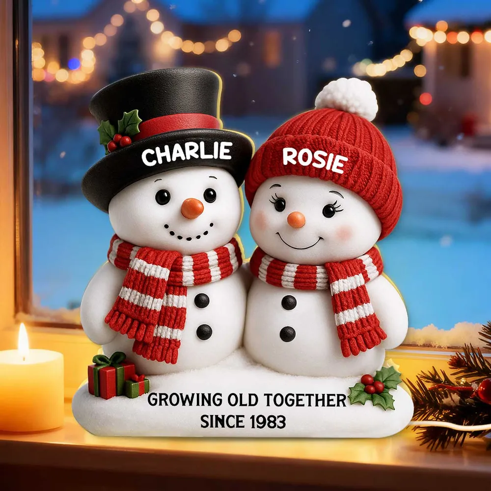 Acrylic Light Box Snowman Couple - Growing Old Together, Warm Glow Christmas Decor, Creative Personalized Gift for Couples - Image 3
