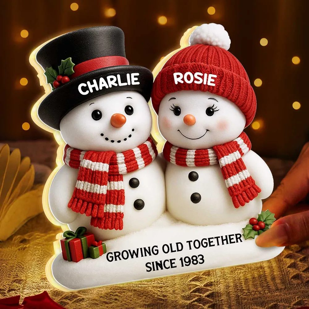 Acrylic Light Box Snowman Couple - Growing Old Together, Warm Glow Christmas Decor, Creative Personalized Gift for Couples - Image 6