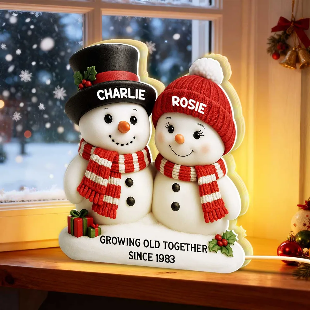 Acrylic Light Box Snowman Couple - Growing Old Together, Warm Glow Christmas Decor, Creative Personalized Gift for Couples - Image 9
