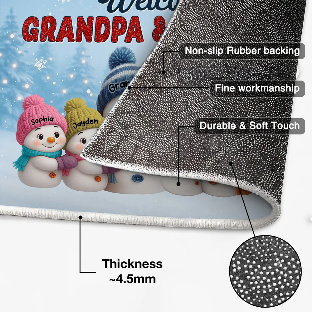Welcome to Grandpa & Grandma’s House — Snowman Family Doormat, a Cozy Gift for Grandparents - Image 4