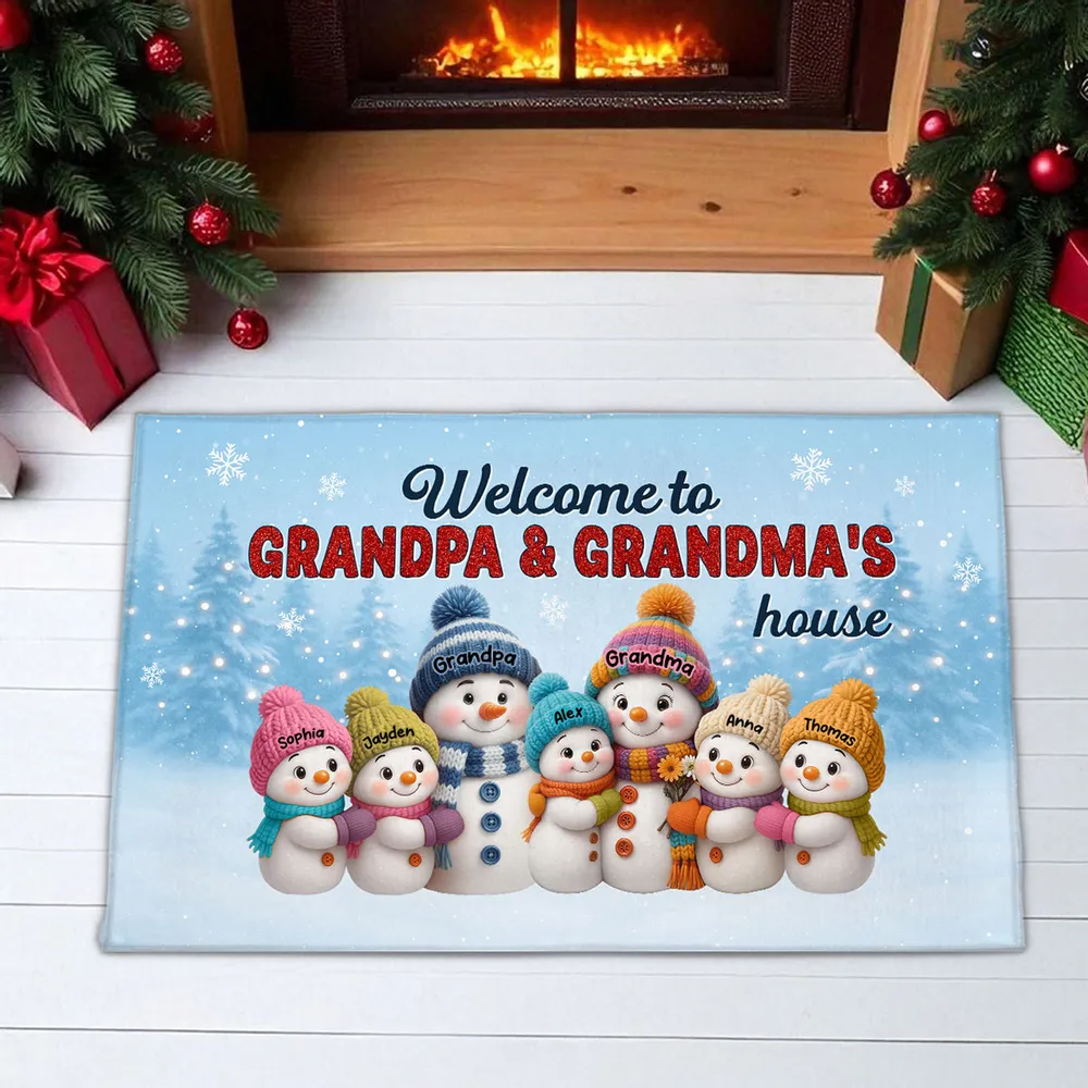 Welcome to Grandpa & Grandma’s House — Snowman Family Doormat, a Cozy Gift for Grandparents - Image 6
