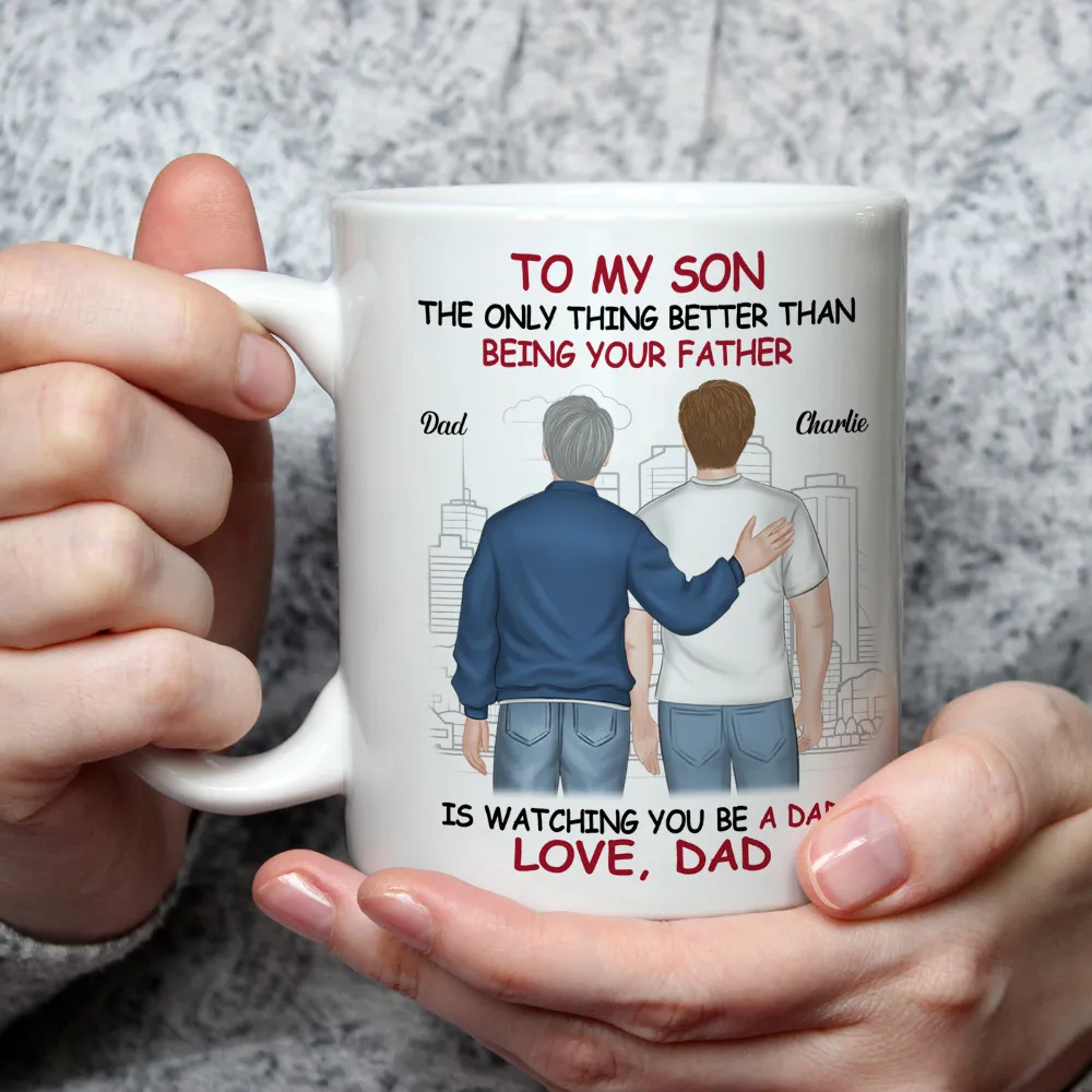 Ceramic Mug for Son from Dad, Warm Family Artwork, Keeps Hot Drinks, Creative Gift for New Dads, Birthdays or Father's Day - Image 3