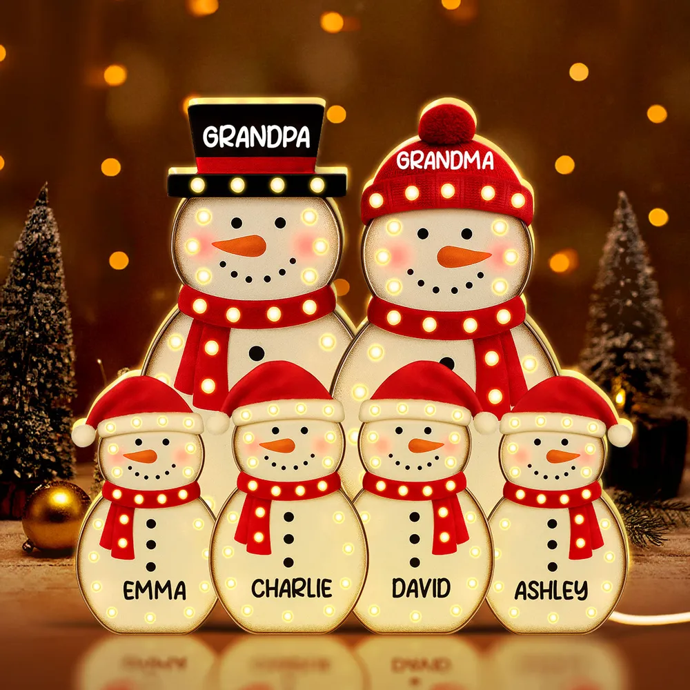 Personalized Snowman Acrylic Light Box, festive LED warm glow for holiday mantel or bedroom, creative keepsake gift for Parents & Kids - Image 3