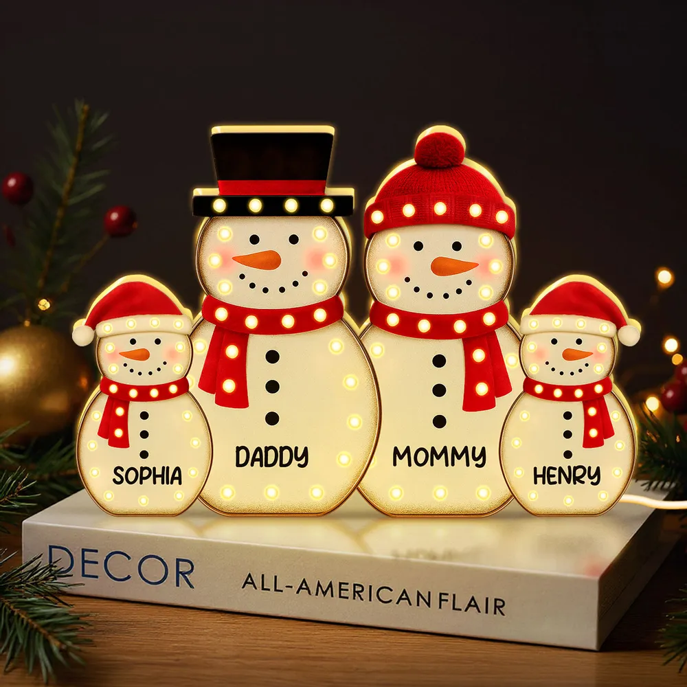 Personalized Snowman Acrylic Light Box, festive LED warm glow for holiday mantel or bedroom, creative keepsake gift for Parents & Kids - Image 8