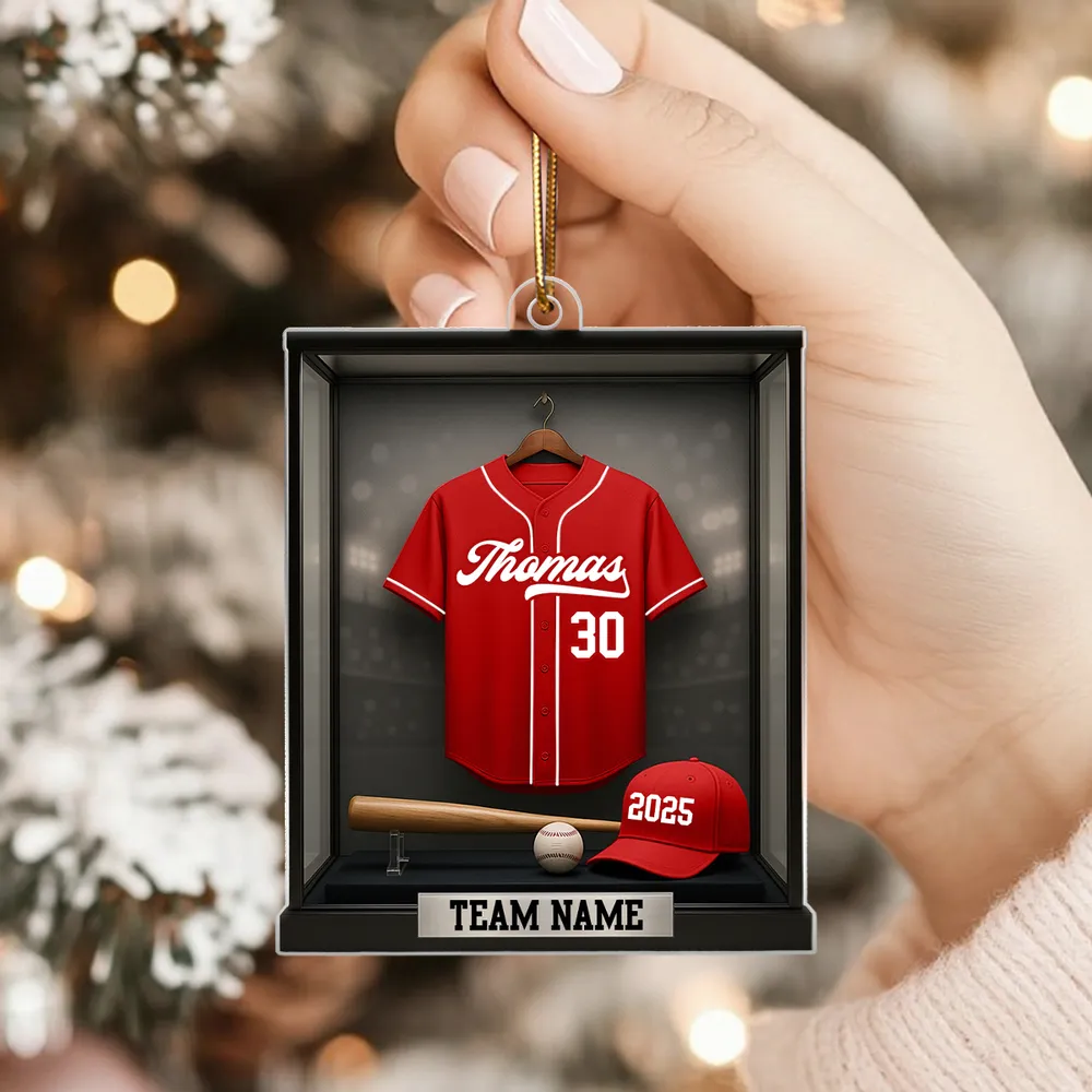Acrylic Ornament Baseball Jersey Shadow-Box Look for Christmas Tree, Stadium Lights Vibe, Unique Gift for Players, Sons, Daughters, Grandkids - Image 8