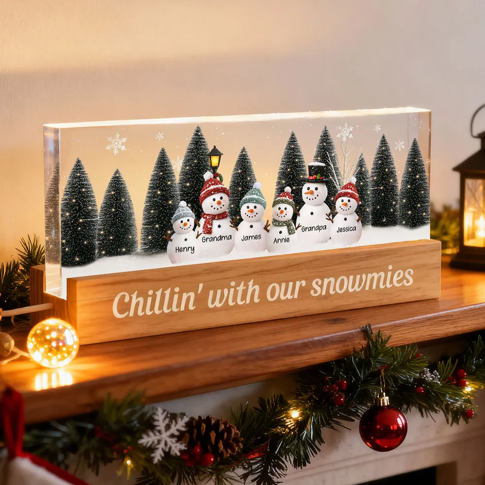 LED Light Plaque Personalized Snowman Family, Warm Glow Bedside Decor, Cozy Winter Keepsake, Unique Holiday Gift for Family - Image 3