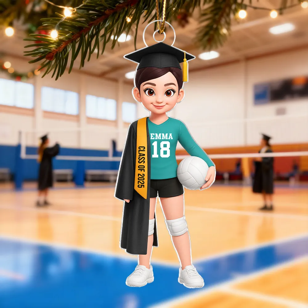 Graduation Volleyball Girl Acrylic Ornament with custom name & year, sporty keepsake gift for students and athletes - Image 8