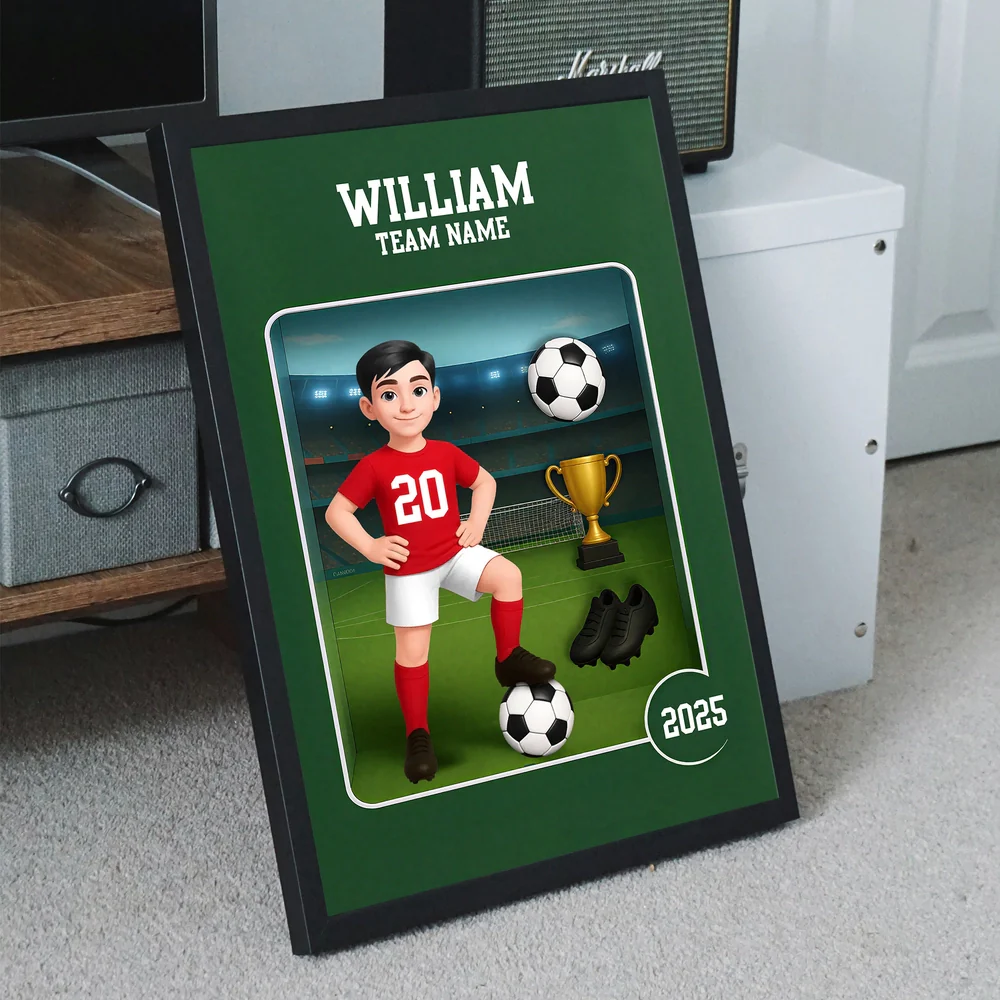 Acrylic Block Plaque - Customizable Soccer Keepsake, stadium design, player with ball - Creative Gift for Kids & Teams - Image 7