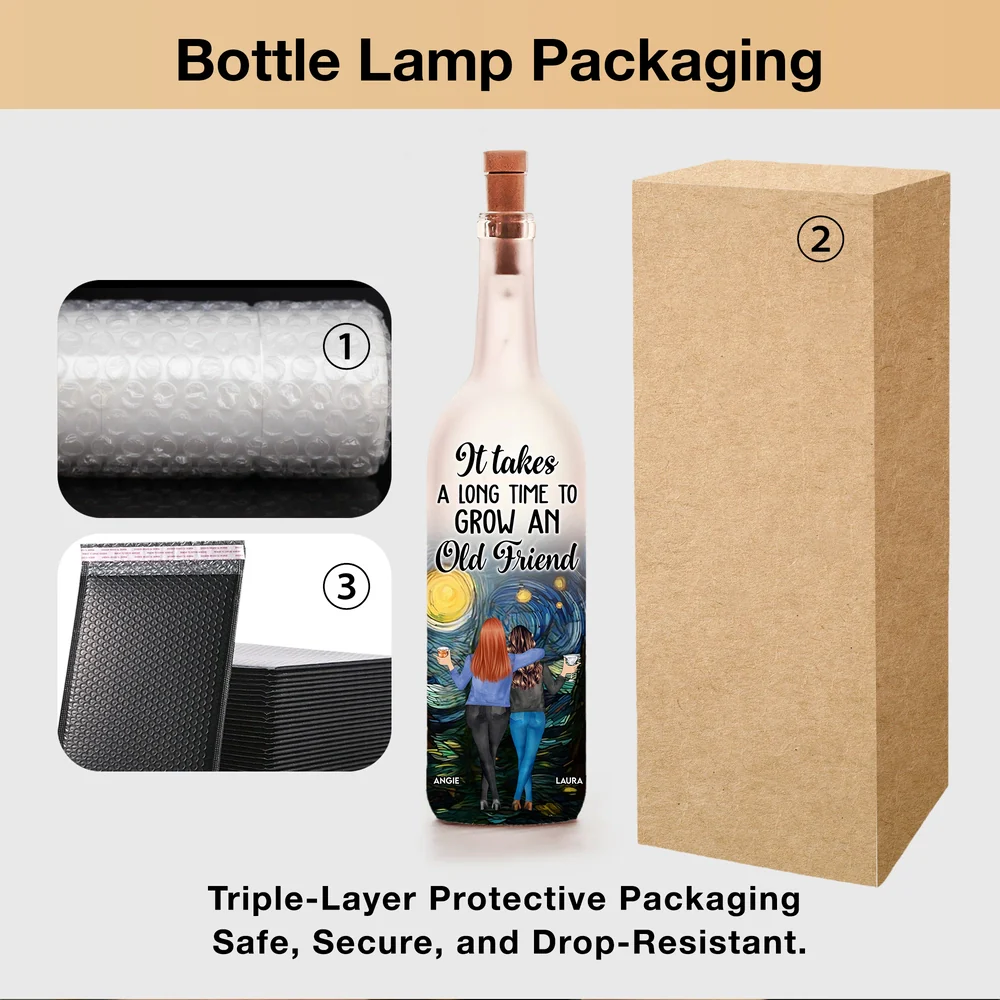 Bottle Lamp with Friendship Theme, Clear Smooth Finish, Sentimental and Surprise Gift for Best Friend - Image 5