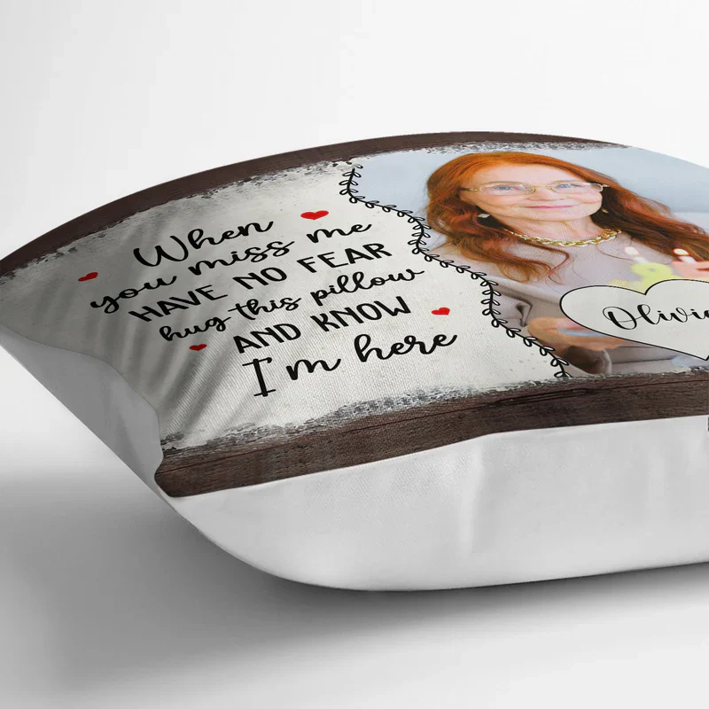 When You Miss Me Hug Pillow – Heartwarming Custom Square Pillow, Perfect Gift for Family or Pet Lovers - Image 3