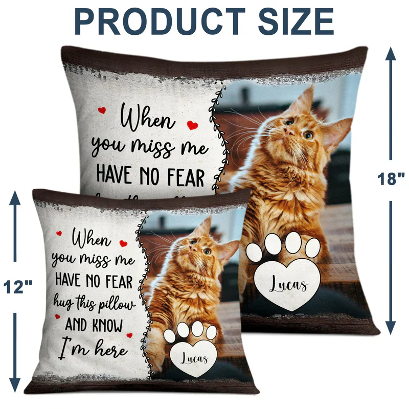 When You Miss Me Hug Pillow – Heartwarming Custom Square Pillow, Perfect Gift for Family or Pet Lovers - Image 4