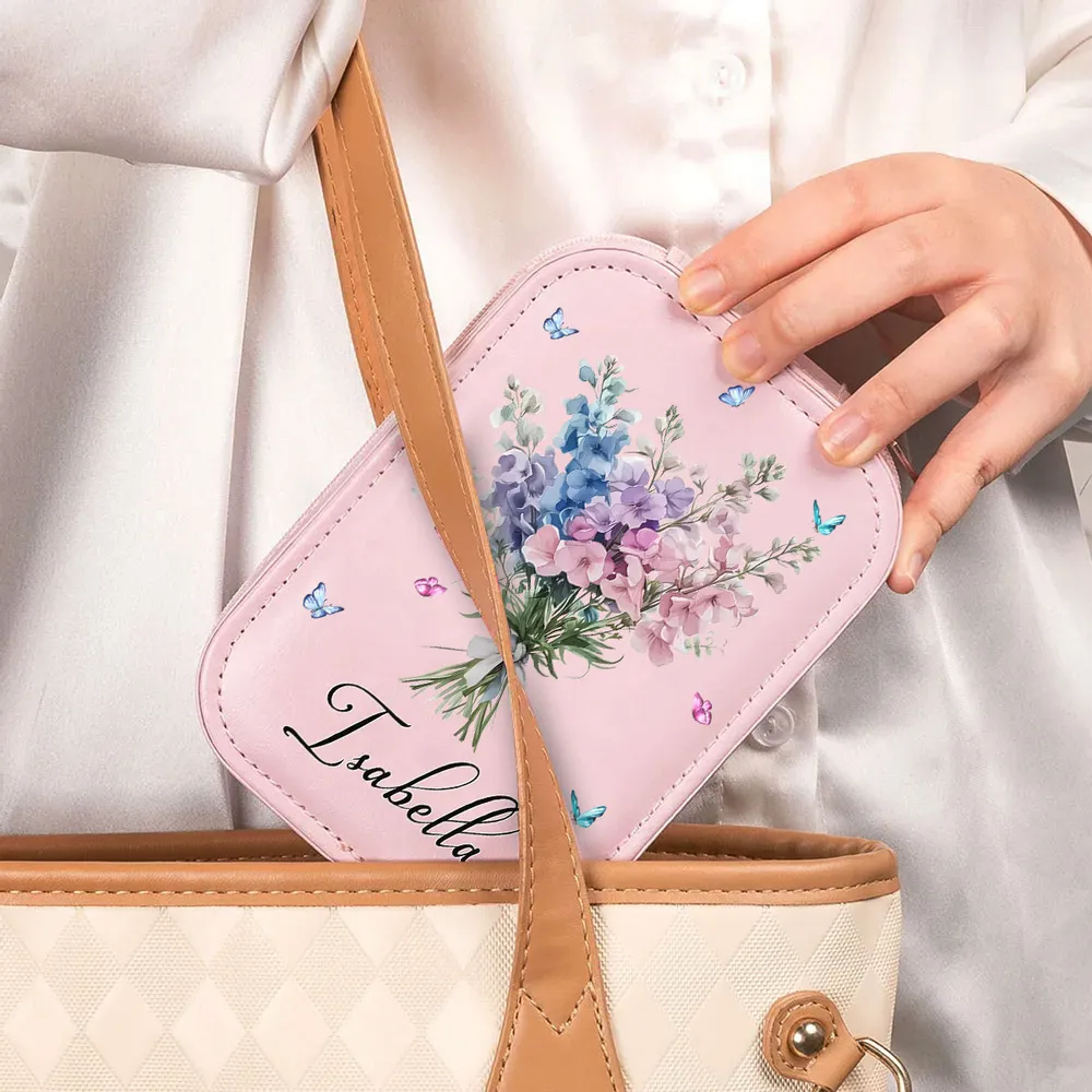 Blooming LED Leather Makeup Case – Soft Light Mirror Organizer, Thoughtful Gift for Her - Image 2