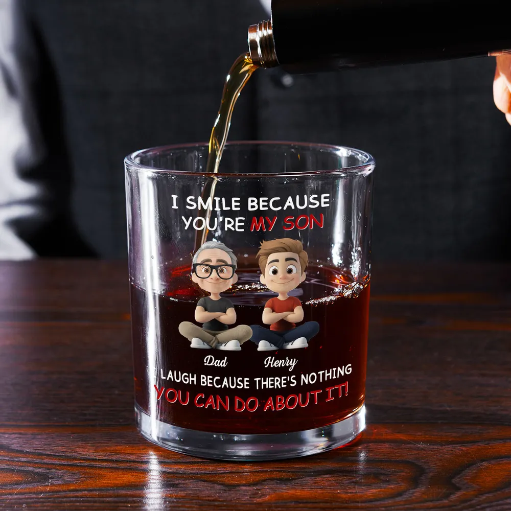 Personalized Dad and Son Whiskey Glass — Clear Print, Perfect Gift for Father’s Day - Image 2