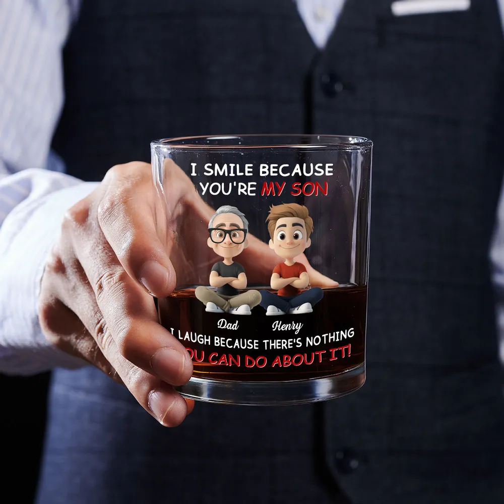Personalized Dad and Son Whiskey Glass — Clear Print, Perfect Gift for Father’s Day - Image 3