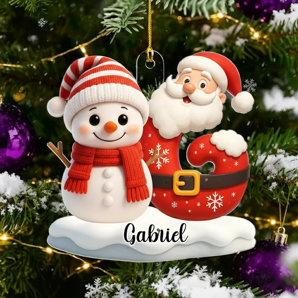 Acrylic Ornament - Snowman & Santa, Customizable Tree Hanging, Festive Charm, Joyful Keepsake, Unique Gift for Kids & Family