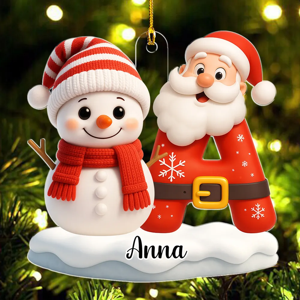 Acrylic Ornament - Snowman & Santa, Customizable Tree Hanging, Festive Charm, Joyful Keepsake, Unique Gift for Kids & Family - Image 2