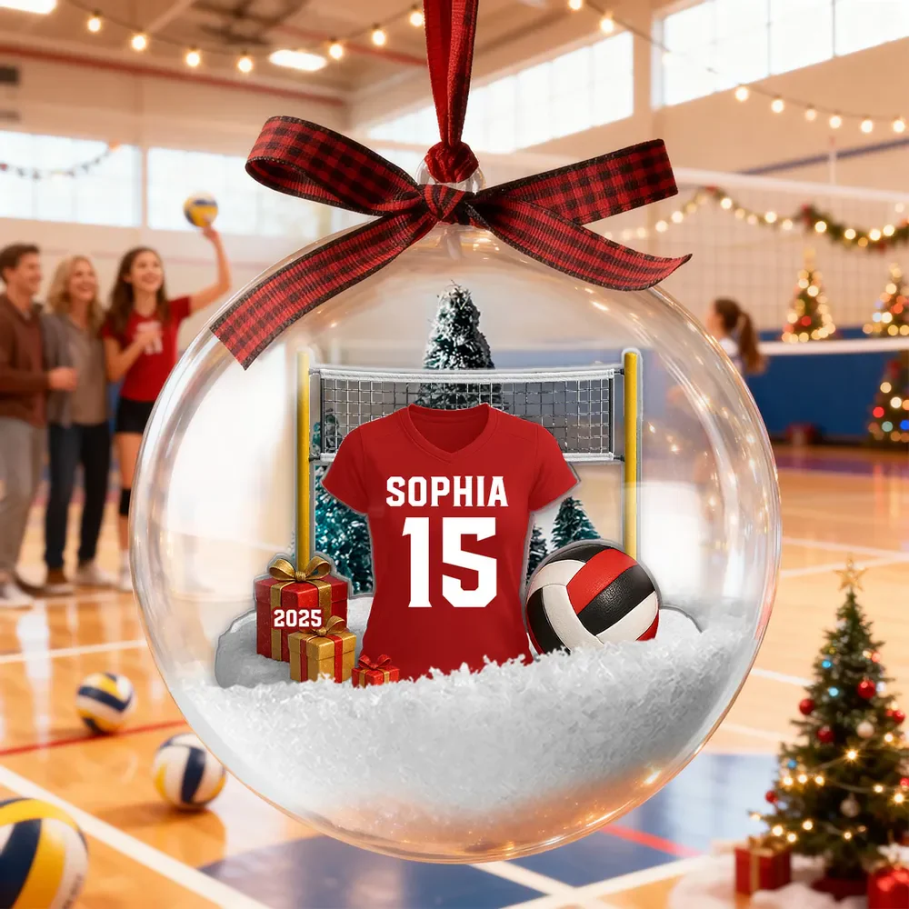 Snow Globe Ornament for Volleyball Players - Custom Jersey Design, Festive Tree Decor, Unique Christmas Gift - Image 2