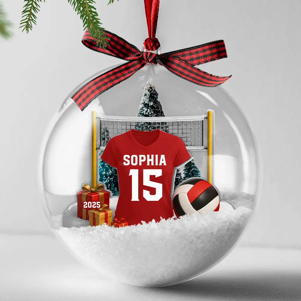 Snow Globe Ornament for Volleyball Players - Custom Jersey Design, Festive Tree Decor, Unique Christmas Gift - Image 3