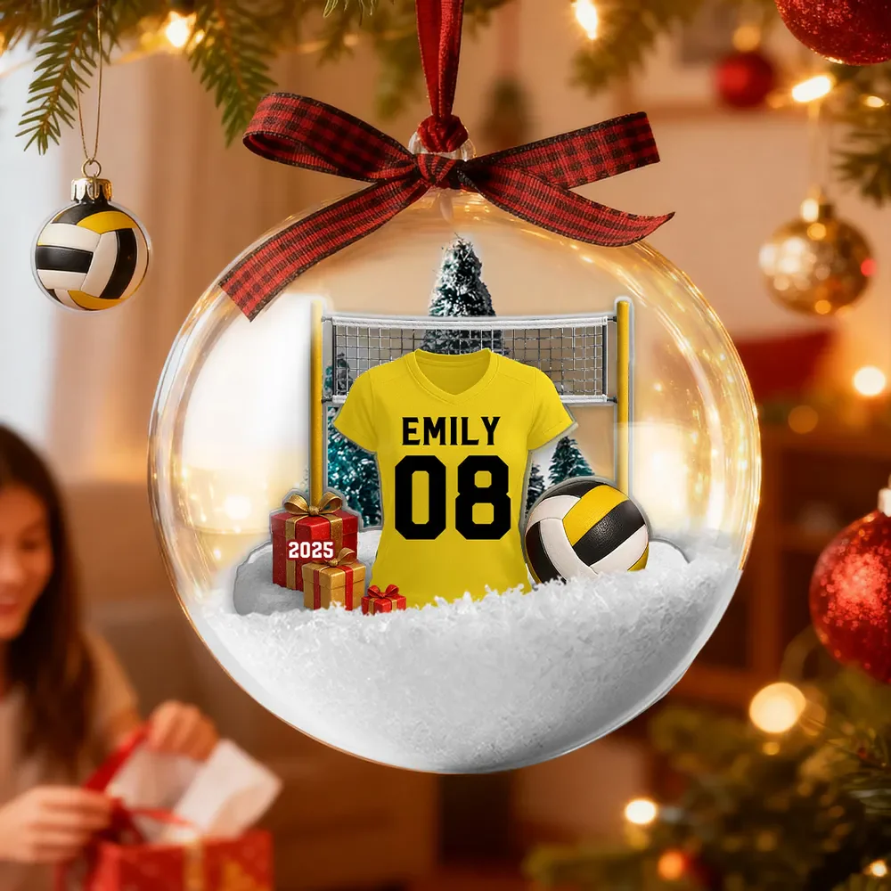 Snow Globe Ornament for Volleyball Players - Custom Jersey Design, Festive Tree Decor, Unique Christmas Gift - Image 4