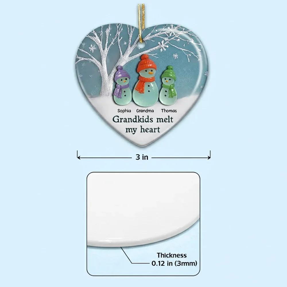 Grandkids Melt My Heart Ceramic Heart Ornament – A Warm Gift for Grandma from Her Grandkids - Image 4