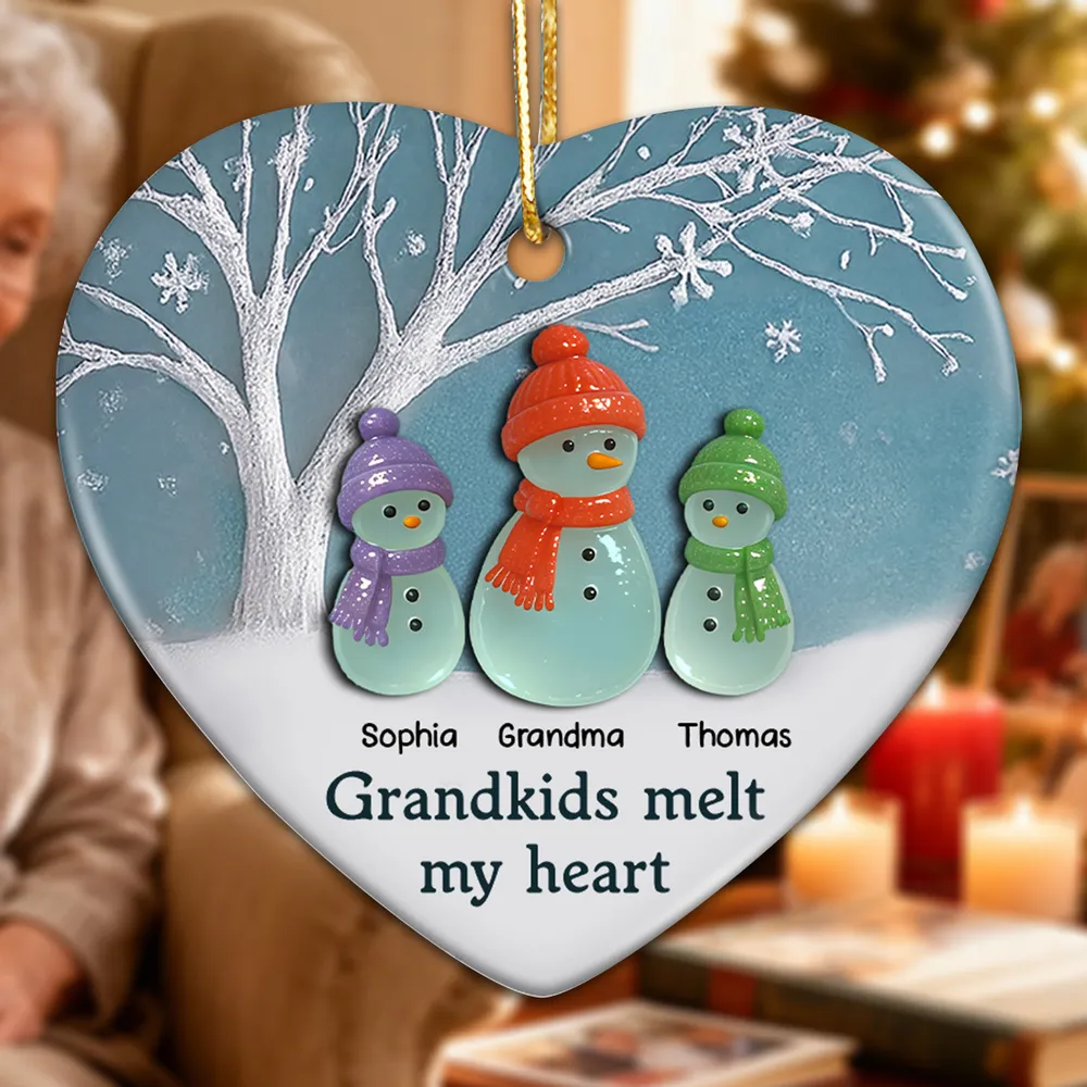 Grandkids Melt My Heart Ceramic Heart Ornament – A Warm Gift for Grandma from Her Grandkids - Image 6