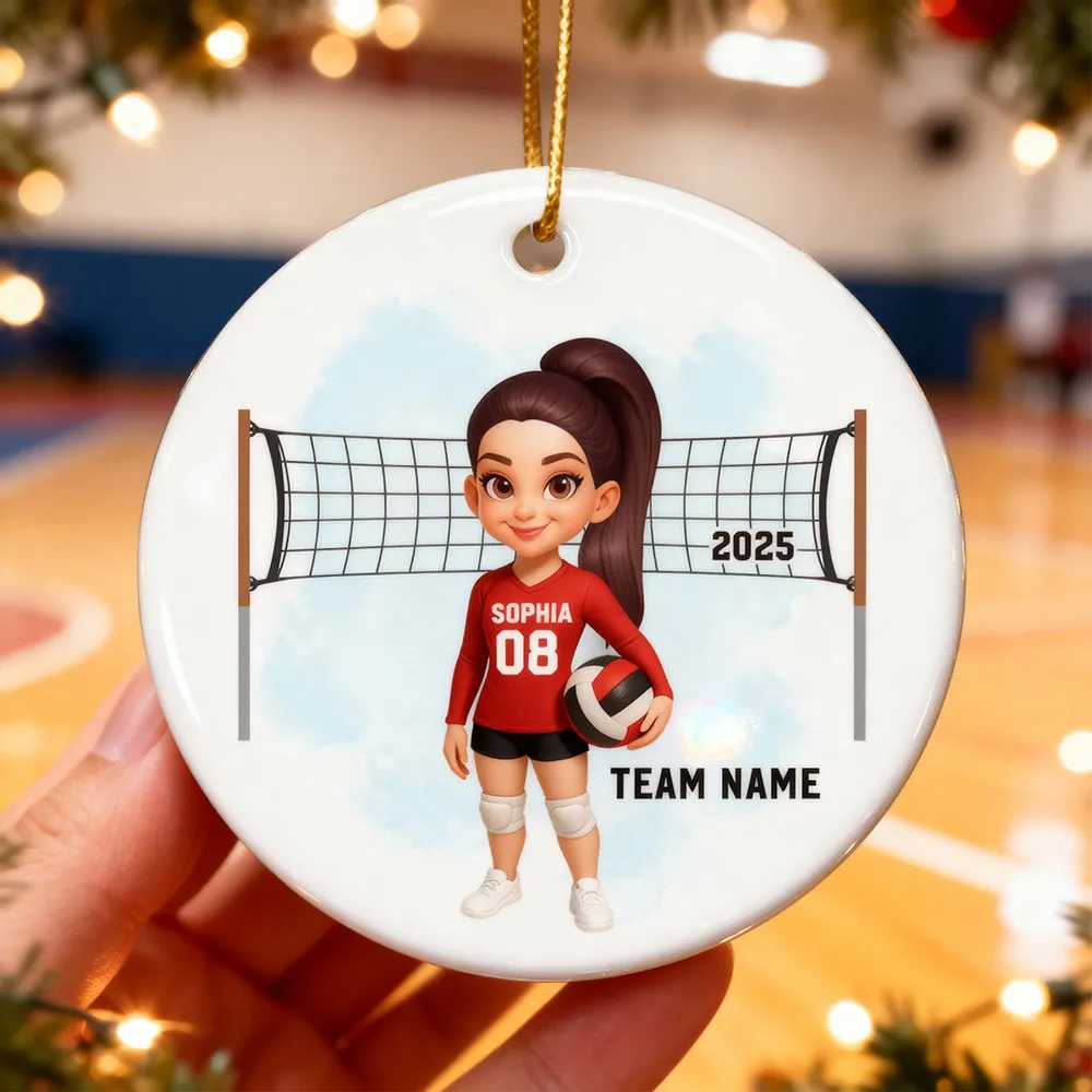 Volleyball Ceramic Ornament — customizable team & number, net backdrop — celebrate big wins, perfect gift for players & coaches - Image 8