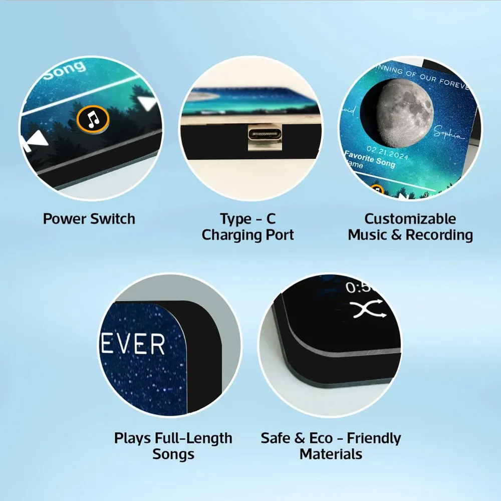 Acrylic Music Magnet, Night Sky & Moon Design, Custom Song Look, Creative Gift for Him or Her, Romantic Keepsake - Image 4