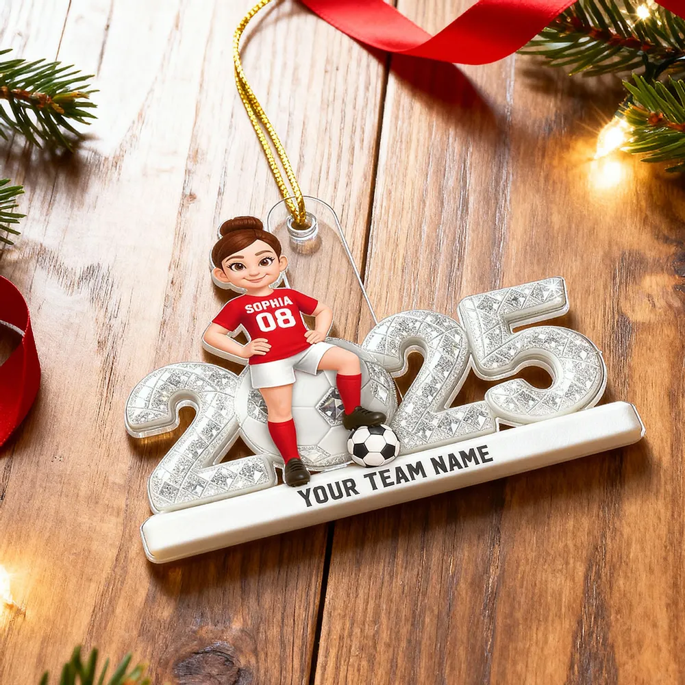 Acrylic Ornament - Custom Soccer Player with Ball, Stadium Lights & Snowflakes - Unique Gift for Players & Coaches - Image 10