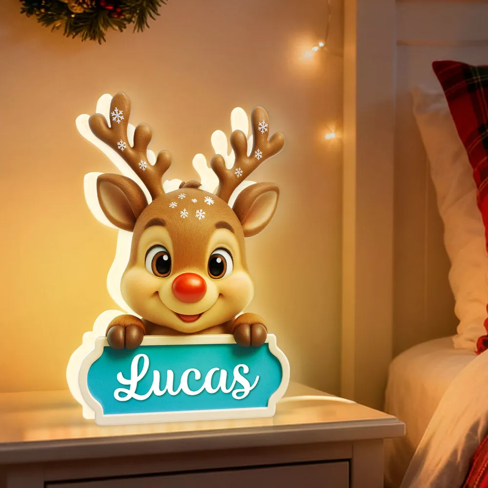 Acrylic Light Box Reindeer Nursery Lamp, Custom Cute Design, Warm Glow, Unique Christmas Gift for Children & Grandchildren - Image 6