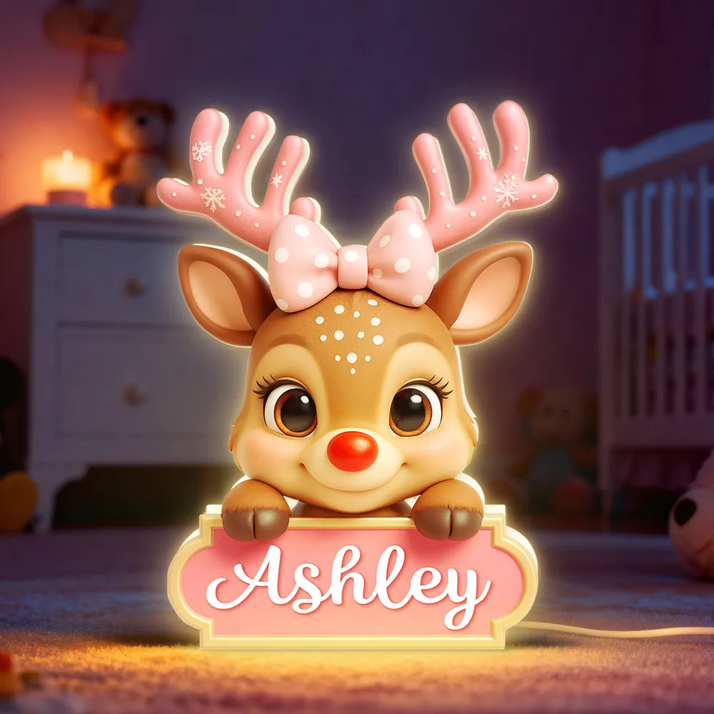 Acrylic Light Box Reindeer Nursery Lamp, Custom Cute Design, Warm Glow, Unique Christmas Gift for Children & Grandchildren - Image 8