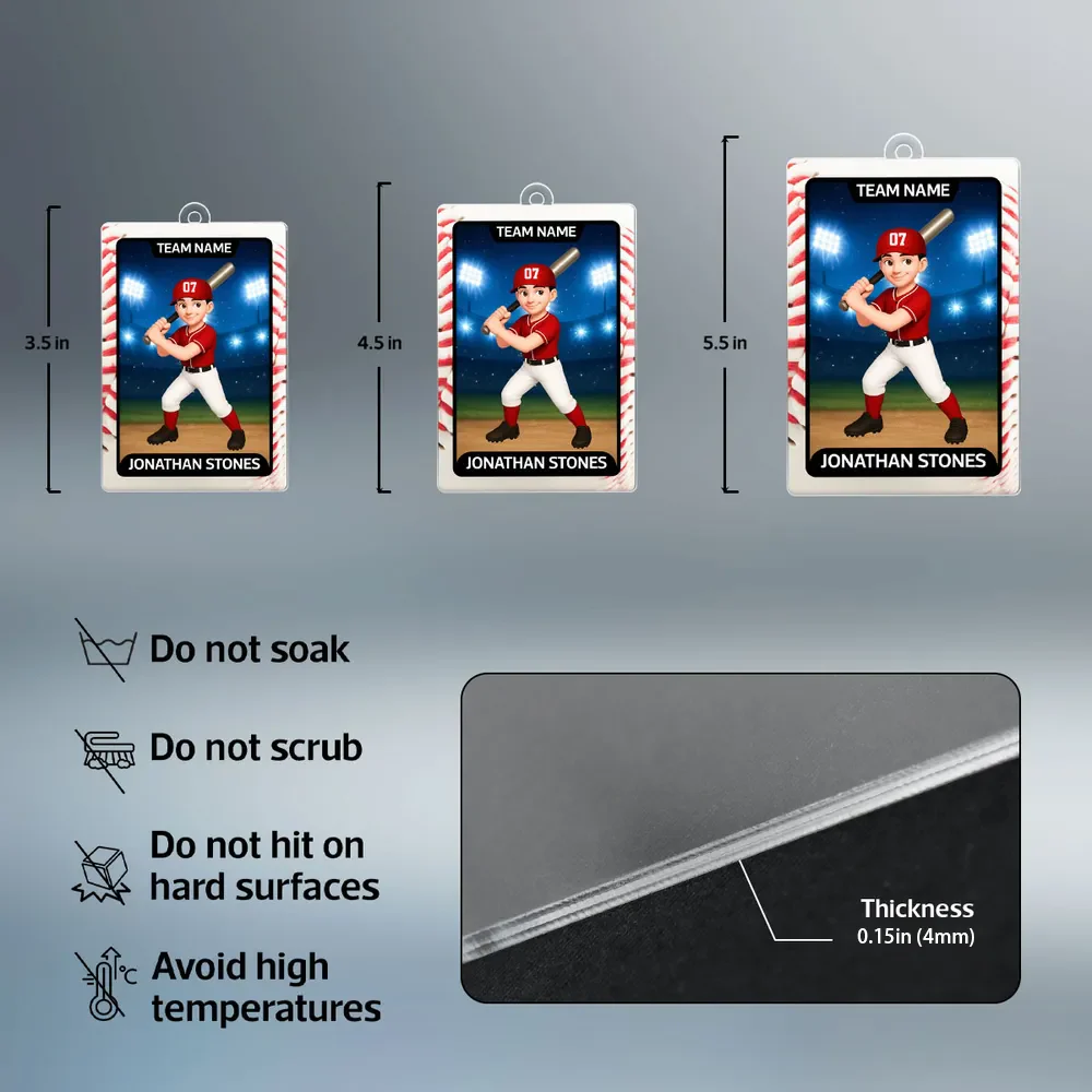 Baseball Card Acrylic Ornament, Cute Batting Pose, unique Christmas gift for Son, Daughter, Grandson or Granddaughter - Image 4