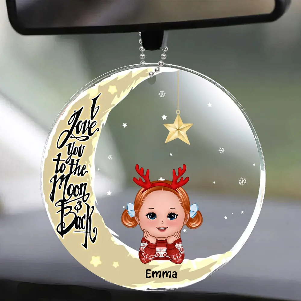 Acrylic Ornament with Crescent Moon & Cute Kid, I Love You to the Moon & Back, Unique Christmas Gift for Mom or Grandma - Image 5