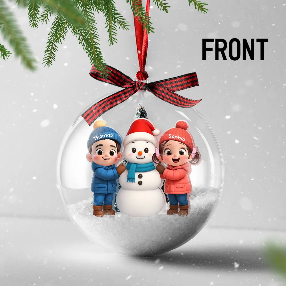 Snow Globe Ornament - Cute 3D Snowman Scene in Clear Acrylic, Easy to Hang, unique gift for Kids & Grandkids - Image 7