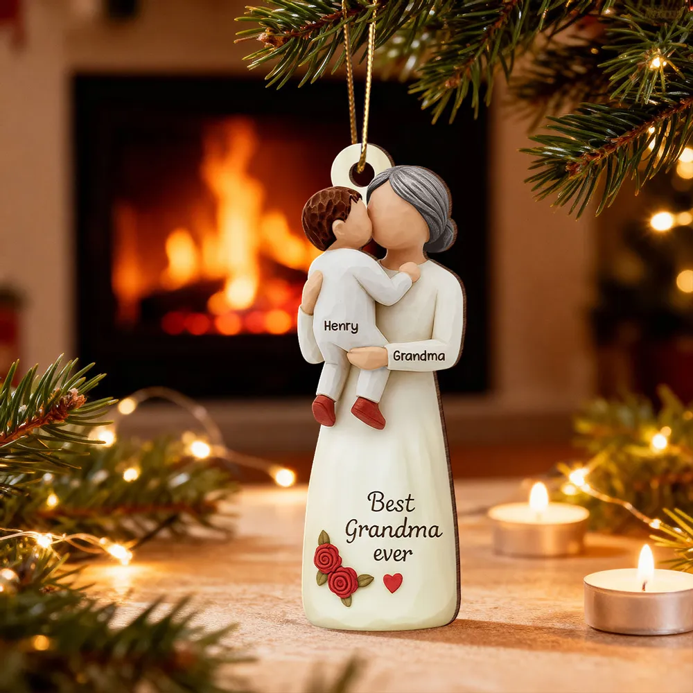 Wooden Ornament - Personalized Grandma & Grandchild Hug, Holiday Tree Decor, unique gift that says 'I love you' - Image 7