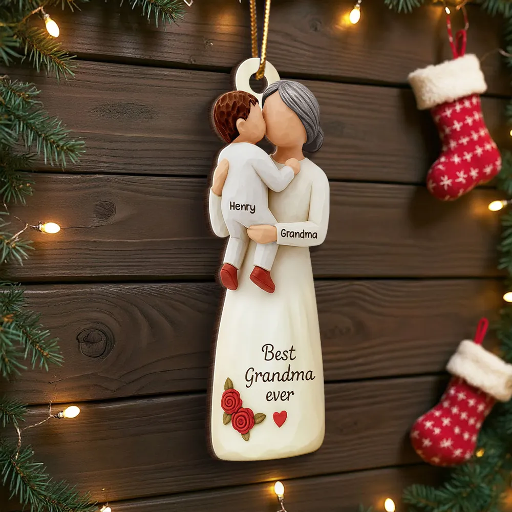 Wooden Ornament - Personalized Grandma & Grandchild Hug, Holiday Tree Decor, unique gift that says 'I love you' - Image 8