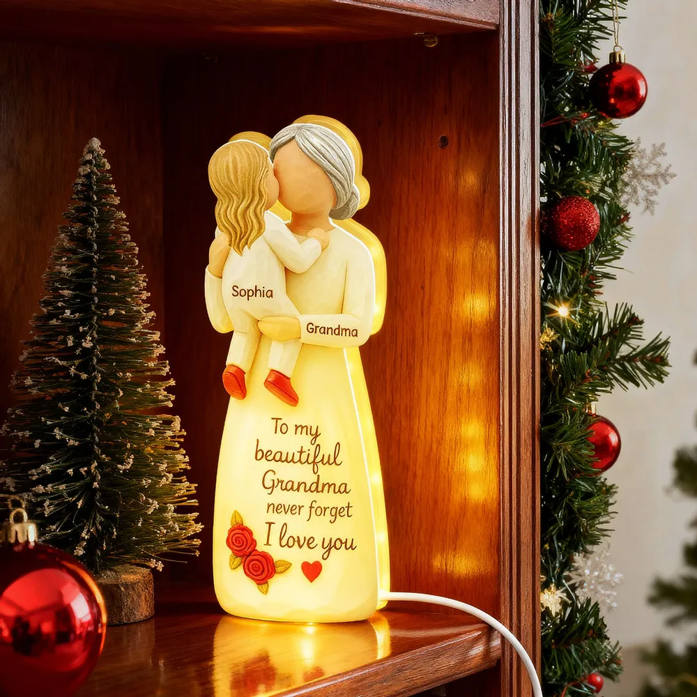 Acrylic Light Box, Hugging Grandma & Grandchild, Warm Glow for Bedroom or Shelf, a unique gift with 'I love you' - Image 8