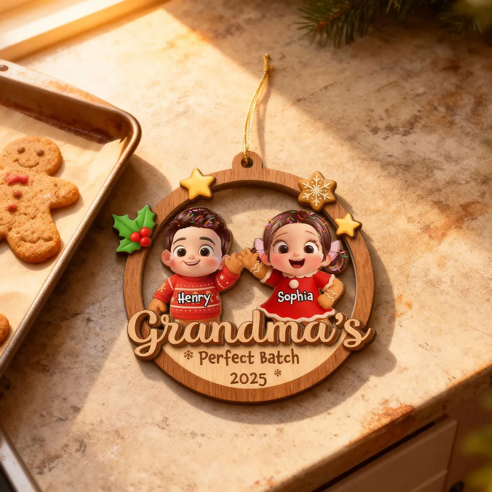 Personalized Wooden Ornament for Grandma - 2-Layer Cookie Design, Easy to Hang, Heartwarming Christmas Keepsake Gift - Image 6