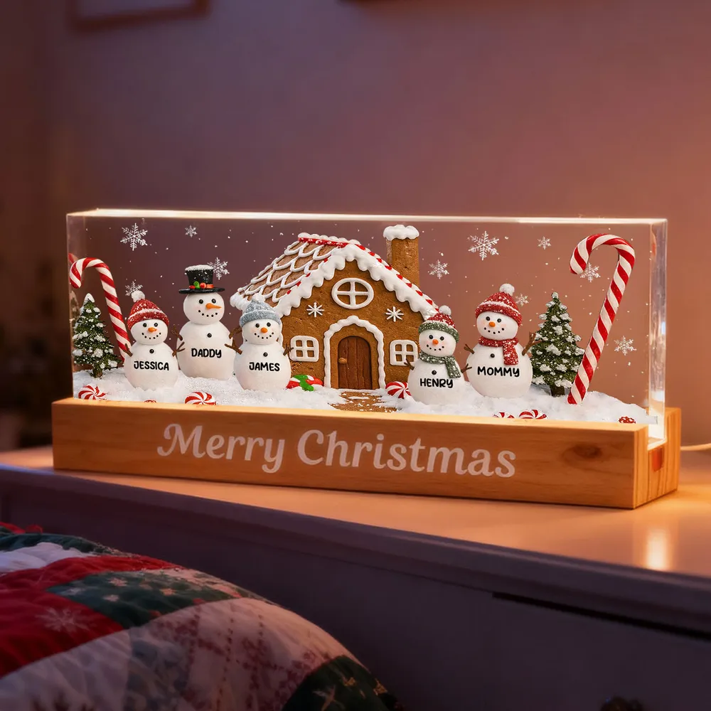 Block LED Light Plaque with Festive Snowy Village, customizable keepsake for family, creative holiday gift - Image 5